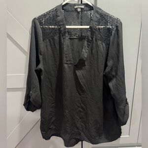 Express Black Blouse with lace detail